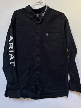 Ariat Black Men’s Logo Button Up Work Shirt Size Large